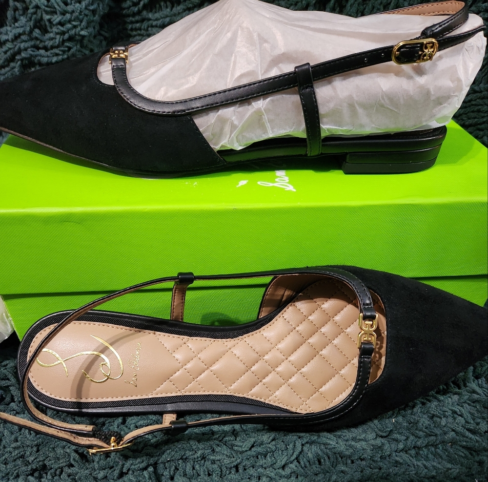 Sam Edelman Womens Cohen Black Suede Slingback Flats with Pointed Toe NWT - Picture 6 of 7